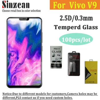 

Sinzean 9H Premium 100pcs/lot For Vivo V9 Tempered Glass Screen Protector 2.5D 0.3mm Clear Tempered Glass