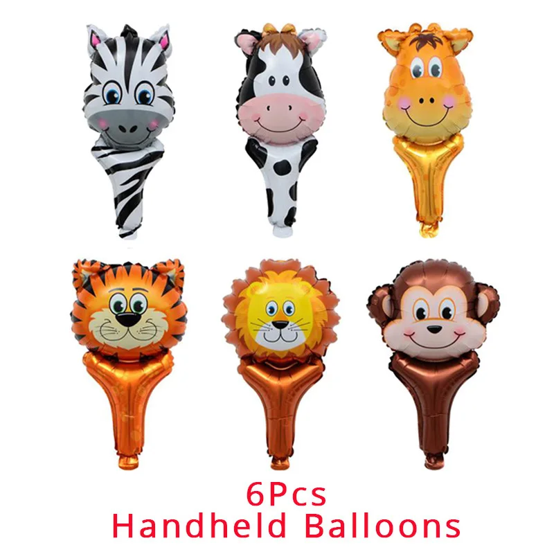 Jungle Party Animal Foil Balloons Zoo Animal Jungle Theme Birthday Party Decoration Kids Birthday Balloons Safari Party Decor - Цвет: 6pcs Balloon