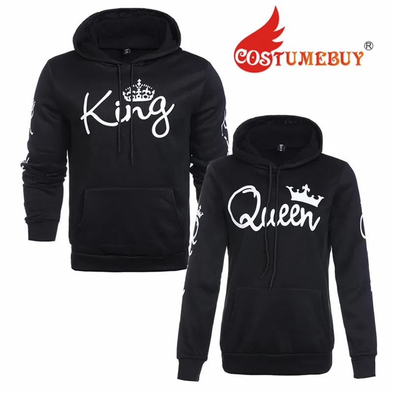 

CostumeBuy Adult QUEEN KING Letters Printing Casual Couple Sweatshirts Costume Outside Sports Pullovers Hoodie Jacket L920