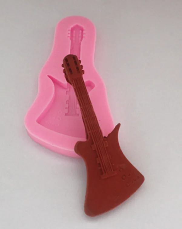 Guluote Новое поступление гитара формы силиконовые торт помадка формы, украшения торта инструменты, мыло, свечи формы FM190