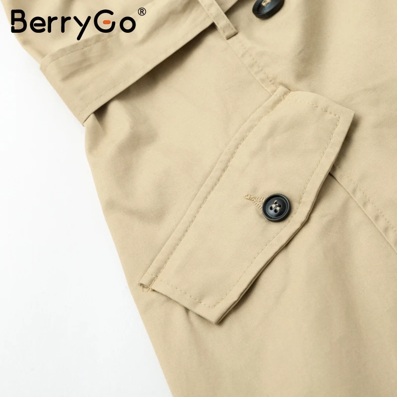 BerryGo с открытыми плечами сексуальный Тренч пальто для женщин высокого пояса хаки