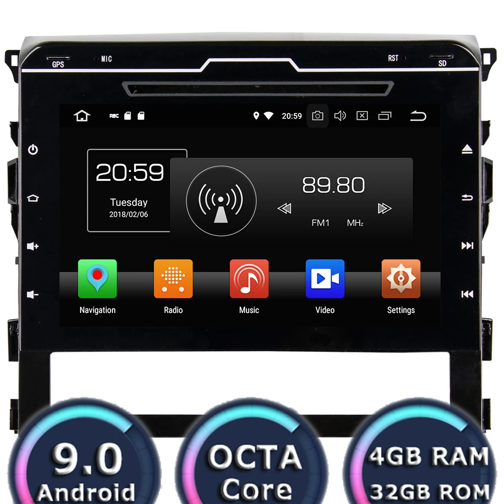 Clearance Roadlover Android 9.0 Car PC Radio Player For Toyota Land Cruiser 2016 Stereo GPS Navigation Automagnitol 2 Din HD Screen NO DVD 0