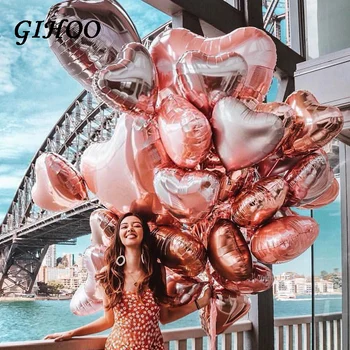 

GIHOO18inch 100pcs Rose Gold Heart Balloons Wedding Party Decoration Helium Foil Balloon Valentine's Day Birthday Balloon Globos