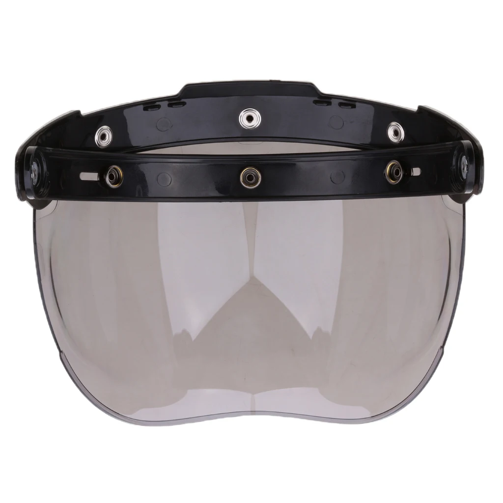 Universal Bubble 3-Snap Motorcycle Helmet Visor Flip Up Face Shield Lens Plain Adjust Height Flip Up Design
