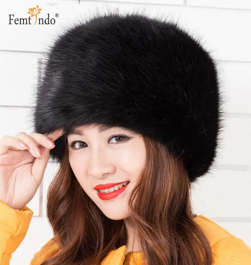 

New Fashionable Warm Men made Fox Fur Leather Hats Black Red White Multiple Color Warm Winter Hats For Women