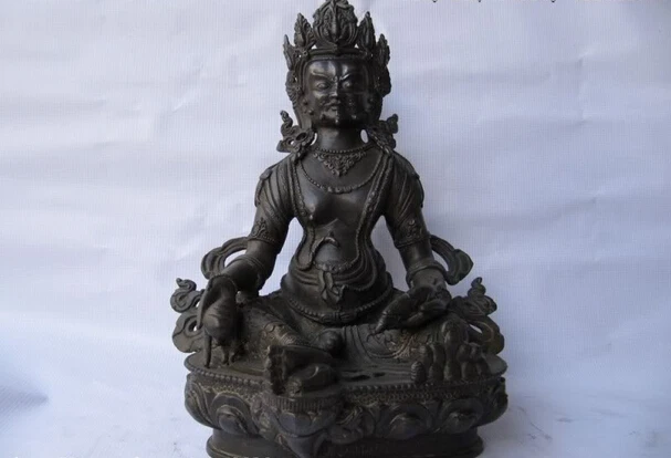 

150401 S0738 12"Chinese Tibet Buddhism Fane Pure bronze Yellow Jambhala Buddha statue