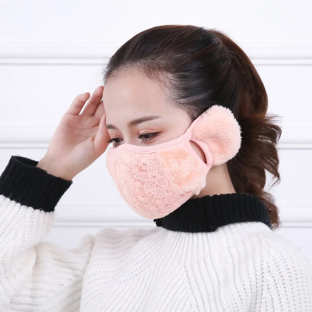 2 In 1 Cotton Breathable Soft Warm Mouth Mask with Ear Muff Dustproof