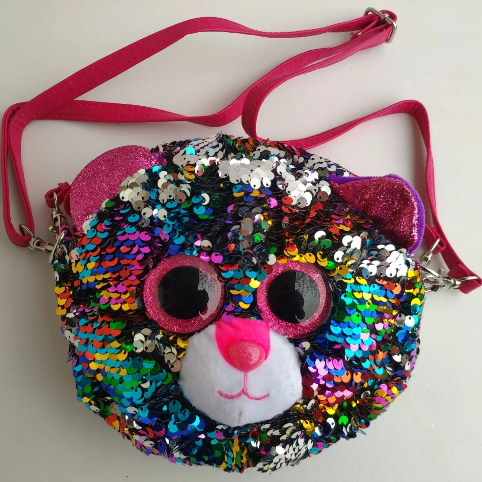 flippables sequin leopard bag 6ways to wear gear wallet purse TY