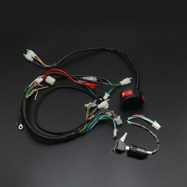 electrics wiring harness loom quad cluster switch key switch 50cc