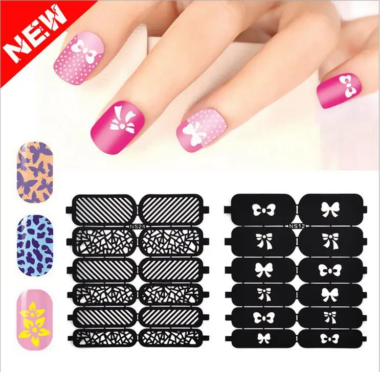 

1 set Flower Stamping Nail Art Hollow Templates Airbrush Stencils Stickers Reusable Stamp Plates Template Guide DIY Tools
