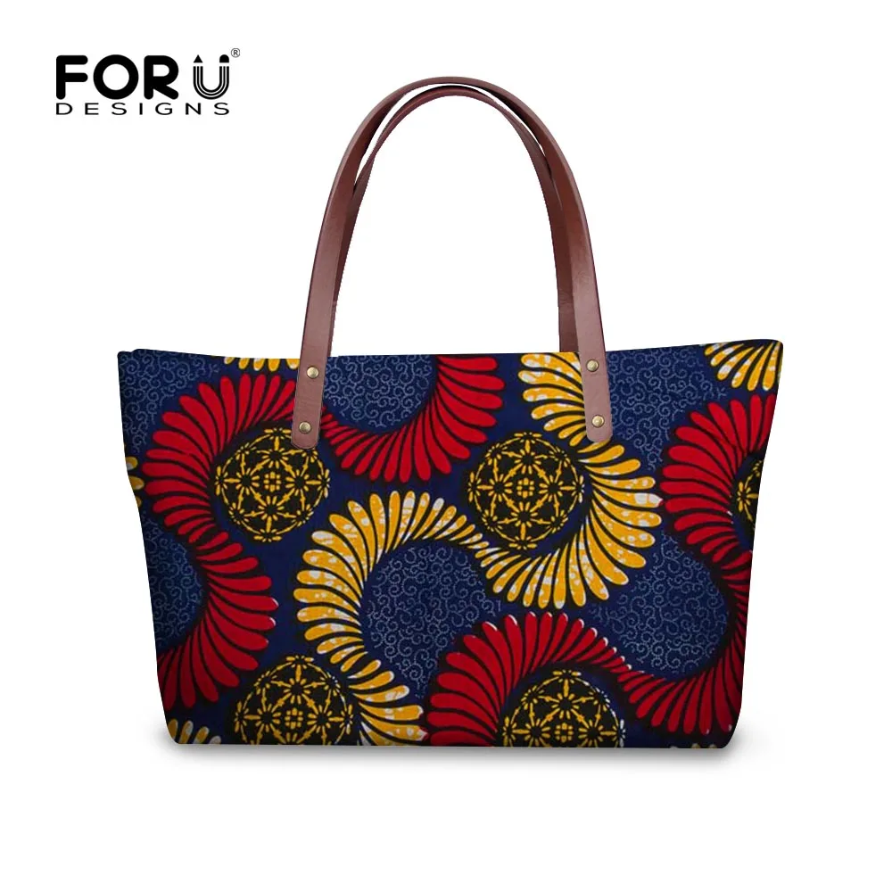 FORUDESIGNS Totes For Women African Traditional Print Female Designer Ladies Handbags Retro High ...