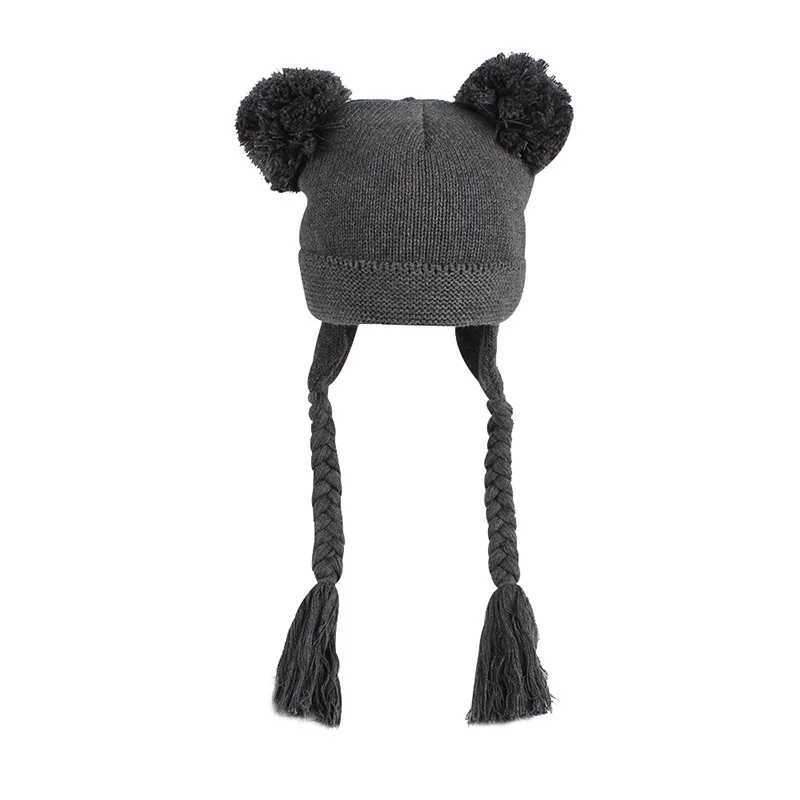 Velvet Knit Nebworn Baby Hat Warm Winter Infant Beanie Twist Lace Up Baby Hat With Pompom Cute Crochet  Hat For Baby Girls Boy   (9)