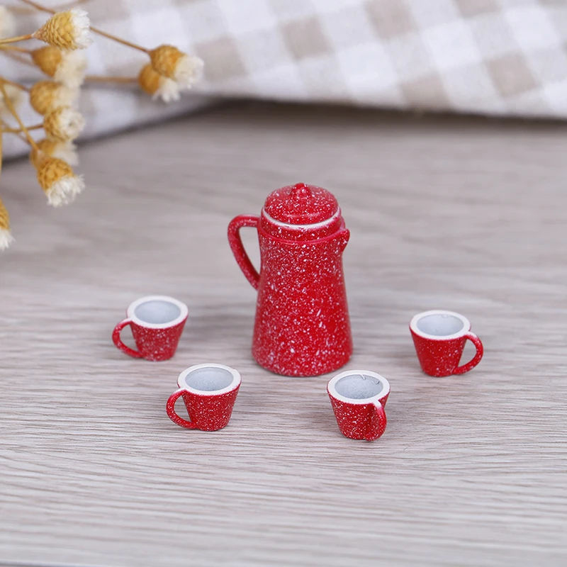 5 шт 1/12 Dollhouse МИНИАТЮРНЫЙ фарфор Кофе Чай контейнер с крышкой чайник чашки комплект Кухня Классические игрушки претендует лучший подарок