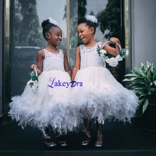 Lakeydra White Feather Flower Girl Dresses for Weddings Sleeveless Scoop Neck with Bead Zipper Back First Communion Dresses Lakeydra White Feather Flower Girl Dresses for Weddings Sleeveless Scoop Neck with Bead Zipper Back First Communion Dresses