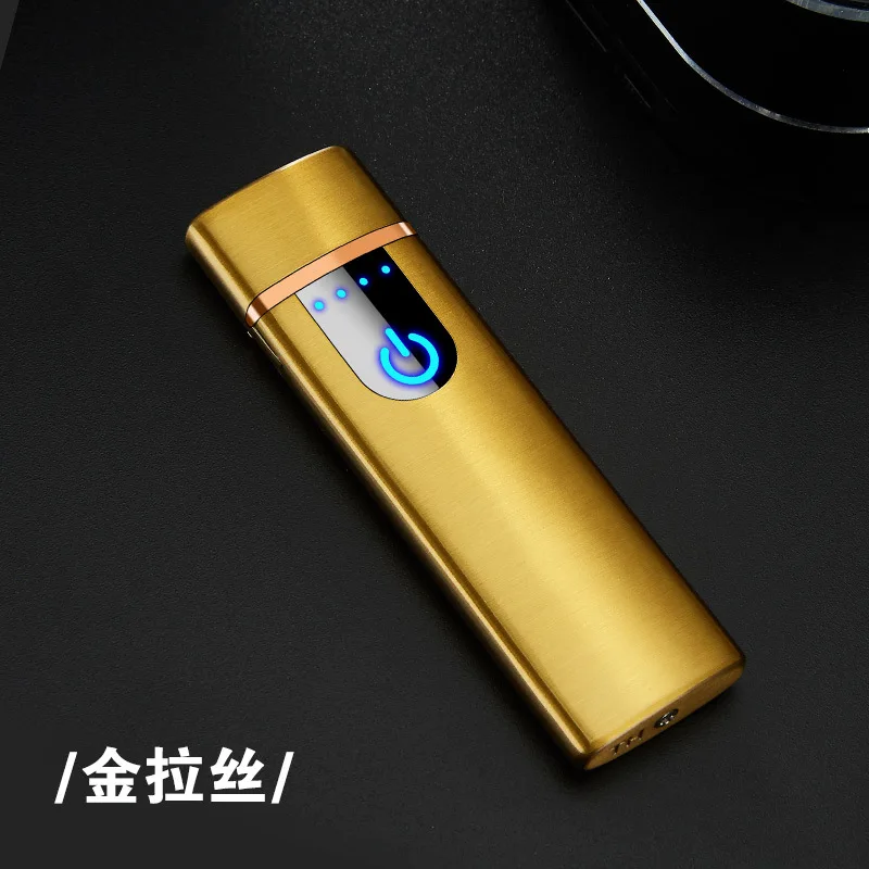 Мини сенсорный датчик Зажигалка Перезаряжаемый USB дуплексный прикуриватель - Цвет: Золотой