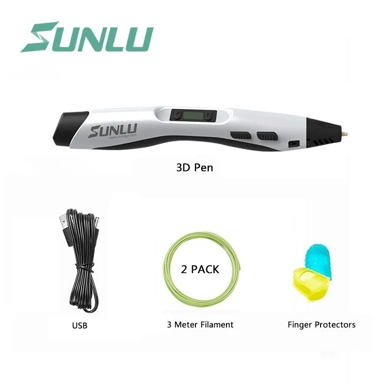 SUNLU 3D ручки для печати SL-300A поддержка 1,75 мм PLA/PLC/ABS нити Цифровой 3D Ручка для рисования для детей и взрослых DIY подарок - Цвет: SL-300A-White