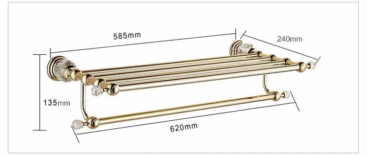 61 серии Crystal Золотой Польский Медь Кристалл Полотенца стойку Континентальный Аксессуары для ванной комнаты сантехники Полотенца стойки