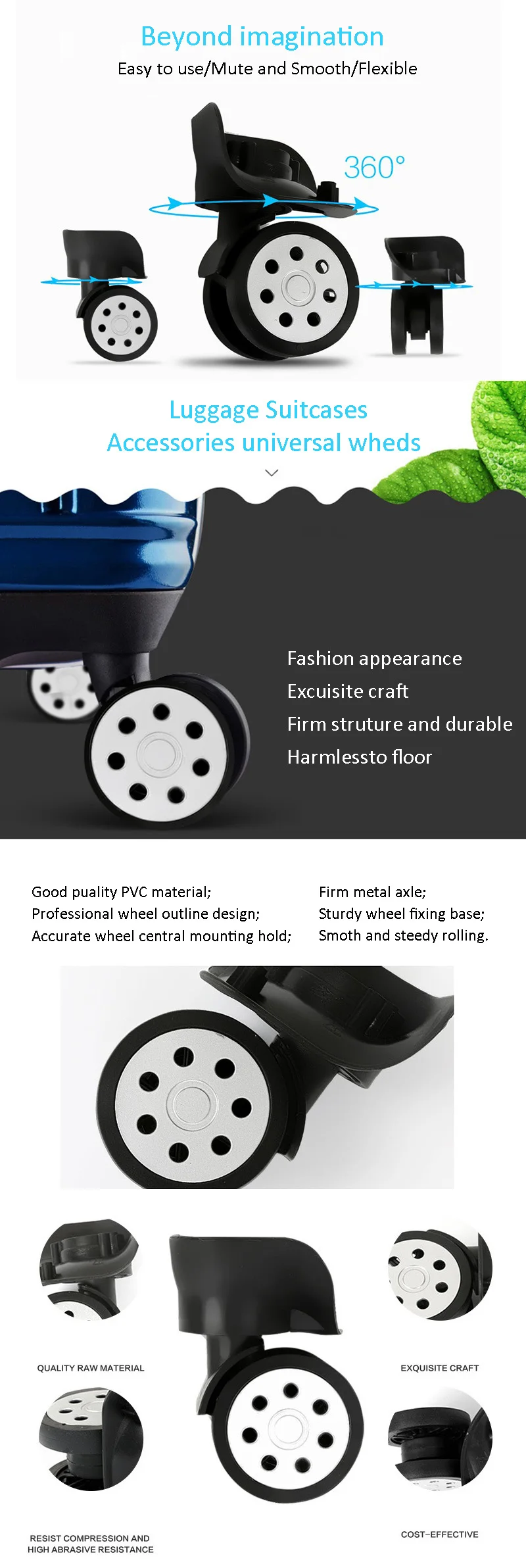 RA-106 Wheels Replacement Luggage wheels Universal Wheel Supply Repair Suitcase universal wheels  (1)