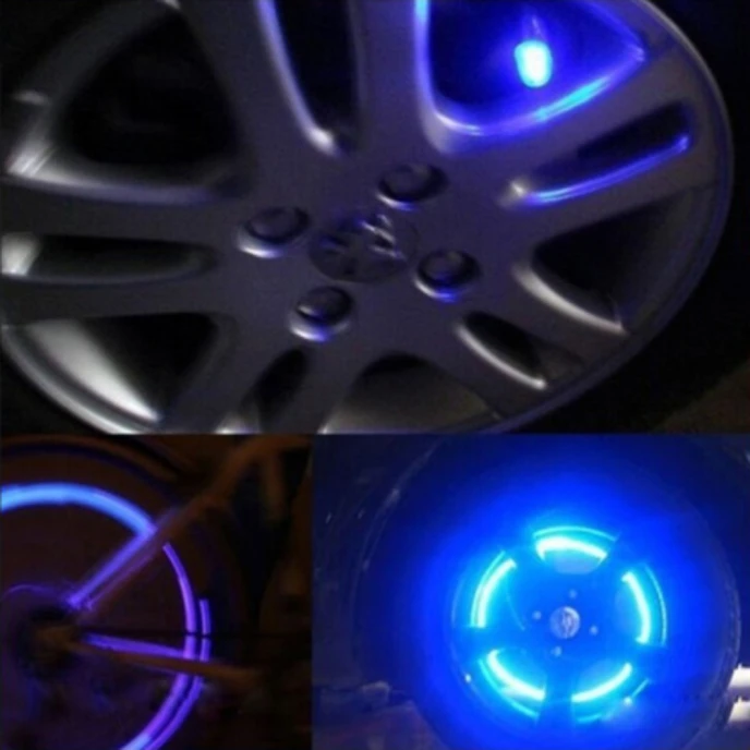 2 шт. автомобильные аксессуары для велосипеда неоновый синий стробоскопический светодиодный ламповый клапан для шин противотуманный автомобильный светильник светодиодный HID автомобильный Стайлинг - Цвет: Синий