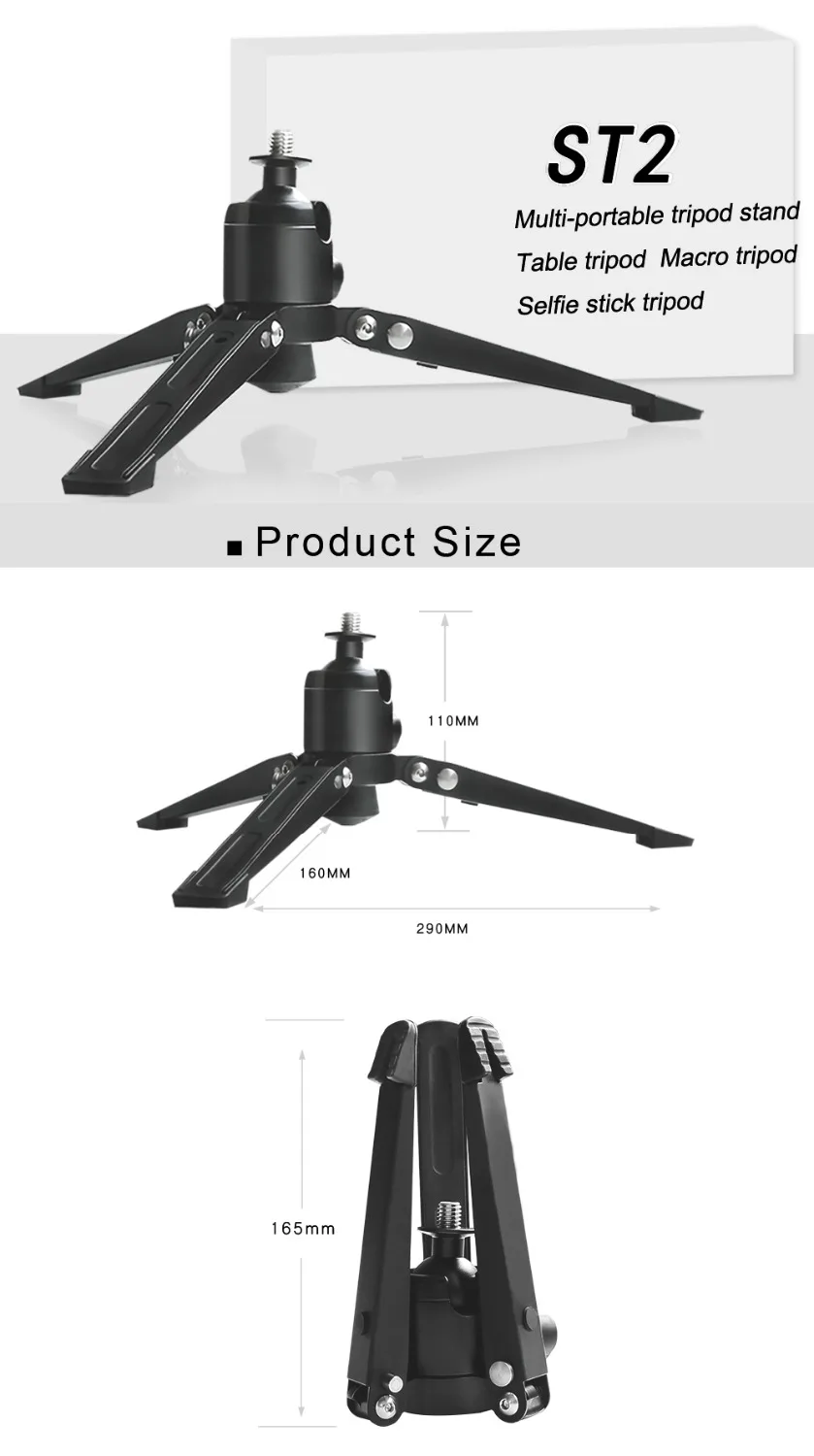Универсальный мини-монопод с тремя ножками и стабилизаторами, аксессуары для фотосъемки, подставка для монопода с винтом 3/8"