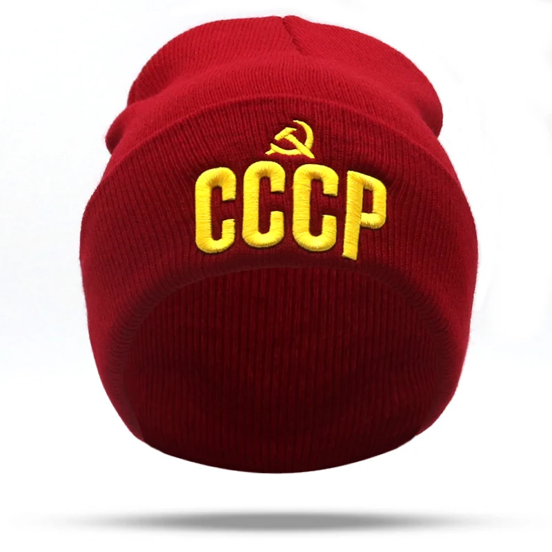 Новинка, CCCP, СССР, 3D вышивка, вязаная шапочка, кепка, гибкий хлопок, Повседневные шапки, женские модные шапочки, мужские зимние теплые шапки