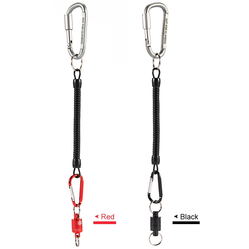 

Fly Fishing Magnetic Net Release Holder Keeper With Coil Carabiner Clip Fishing Lanyard Landing Trout Set Fishing Accessories