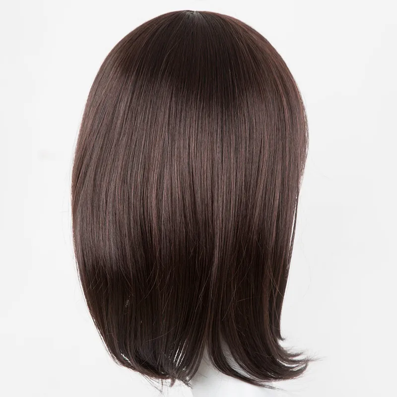 Fei-Show короткий волнистый коричневый парик из синтетического термостойкого волокна для женщин Peruca Perruque Peruk наклонные челки вечерние волосы