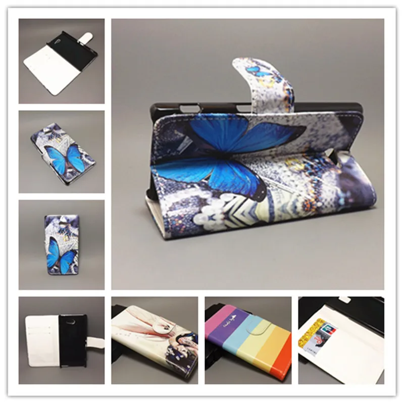 

New Butterfly Flower Flag Designer Wallet Flip Stand Book Cover Case for SONY Xperia M2 S50h D2302 D2305 freeshipping