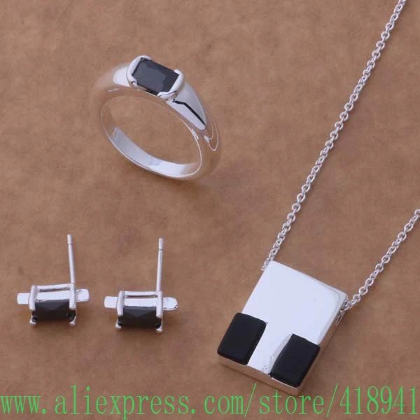 

925 sterling silver Jewelry Sets Earring 197 + Necklace 583 + Ring 123 /dxxampea ayzajqga AS047