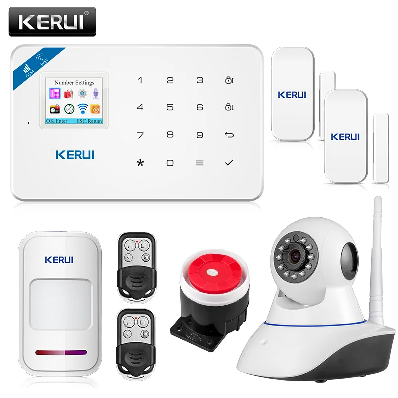 KERUI W18 Android IOS App Беспроводная GSM домашняя сигнализация SIM умный дом защита от взлома wifi IP HD камера сигнализация - Цвет: Kit 4