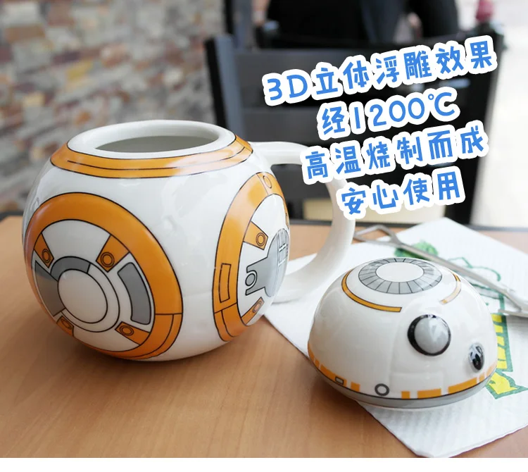 Звездные войны, BB-8, робот, кружка, 420 мл, фарфоровая чашка, кружки, индивидуальные керамические кофейные чашки с крышкой, Забавный чай, креативный Zakka, стакан, подарок