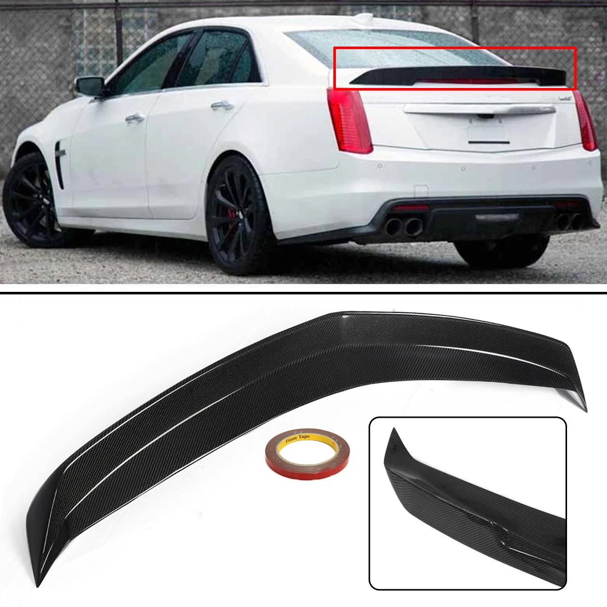 

High quality Carbon Fiber Package Rear Trunk Lid Spoiler Wing Lip Wing Lid Spoiler for Cadillac CTS-V 16-Up