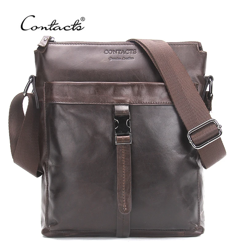 CONTACT S Genuine font b Leather b font Men Bags Hot Sale Male Messenger Bag Man