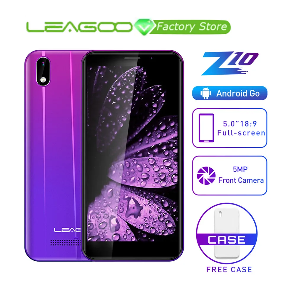 

LEAGOO Z10 Android Mobile Phone 5.0" 18:9 Display 1GB RAM 8GB ROM Dual Sim MT6580M Quad Core 2000mAh 5MP Camera 3G Smartphone