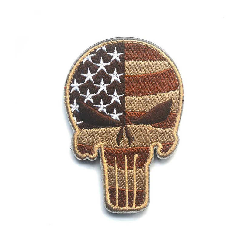 

Embroidery Patch Skull Thin Blue Line USA Flag Applique Emblem Badges Tactical Military Embroidery Morale Patch 6.3*9CM