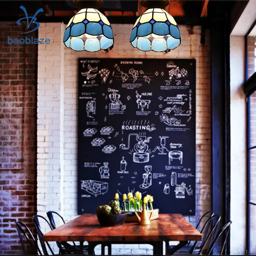 E27 Glass Mediterranean Style Body Surface Flush Mount Ceiling Light Lampshade Bulb Cover 110-220V