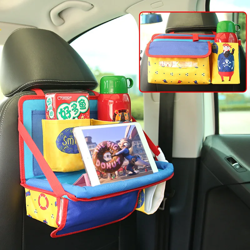 Органайзер на заднюю часть сиденья автомобиля из ткани Оксфорд, предназначенный для детей, складной стол для обеденного стола, подставка для детей, хранение закусок