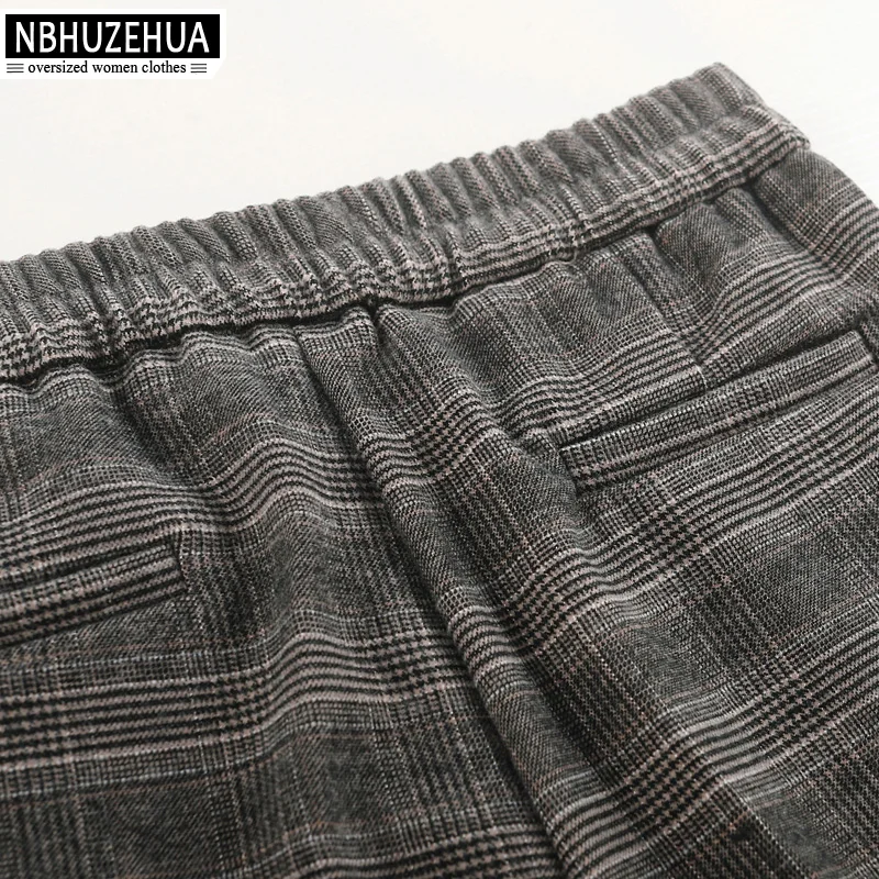 Женские штаны в клеточку NBHUZEHUA F50 винтажные свободные прямые брюки большого