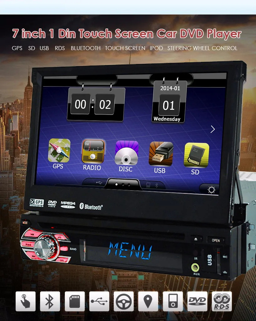 Discount car 1 din autoradio Audio RDS Car DVD Player Navigation PC Sub GPS Stereo SD MP3  Movie 1din Auto Radio MP5 Universal 0