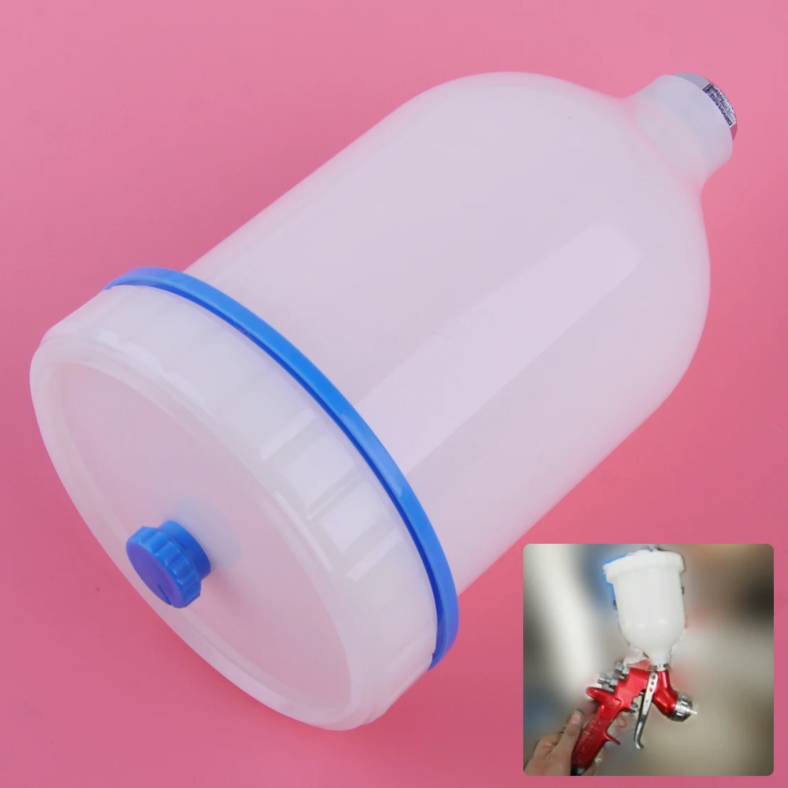 Car 600ML Plastic Spray Paint Gun Cup Pot Fast Mover Threaded Connector