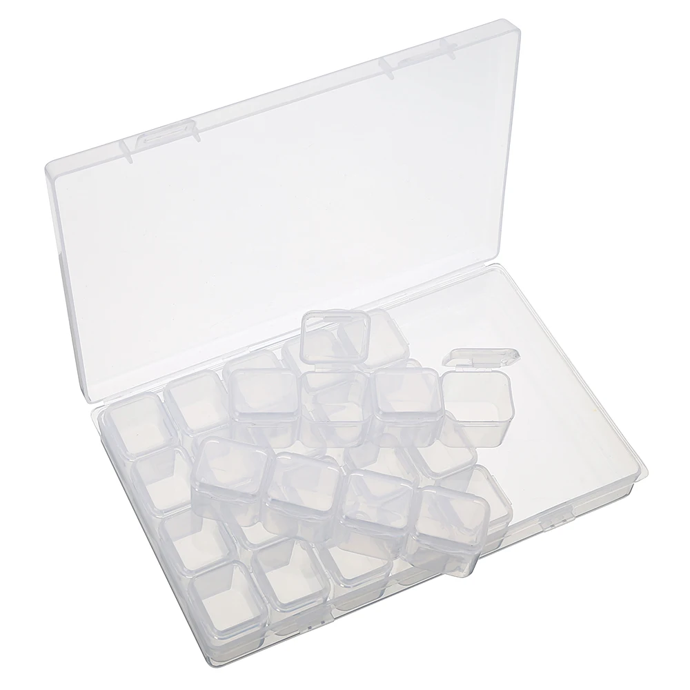 28 Slots Adjustable Plastic Storage Box Clear Case Jewelry Makeup Bead Organizer DIY Holder For Home Decor Container