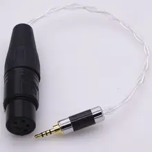 10 cm 4 núcleos de prata banhado fios 3.5 TRSS equilibrada para 4-pin xlr fêmea balanceado fone de ouvido adaptador de cabo auido