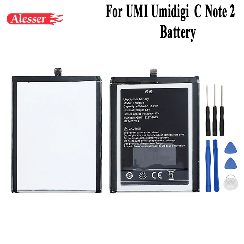 

Alesser For UMI Umidigi C Note 2 Battery 4000mAh 100% New Replacement Accessory Accumulators For UMI Umidigi C Note 2 +Tools