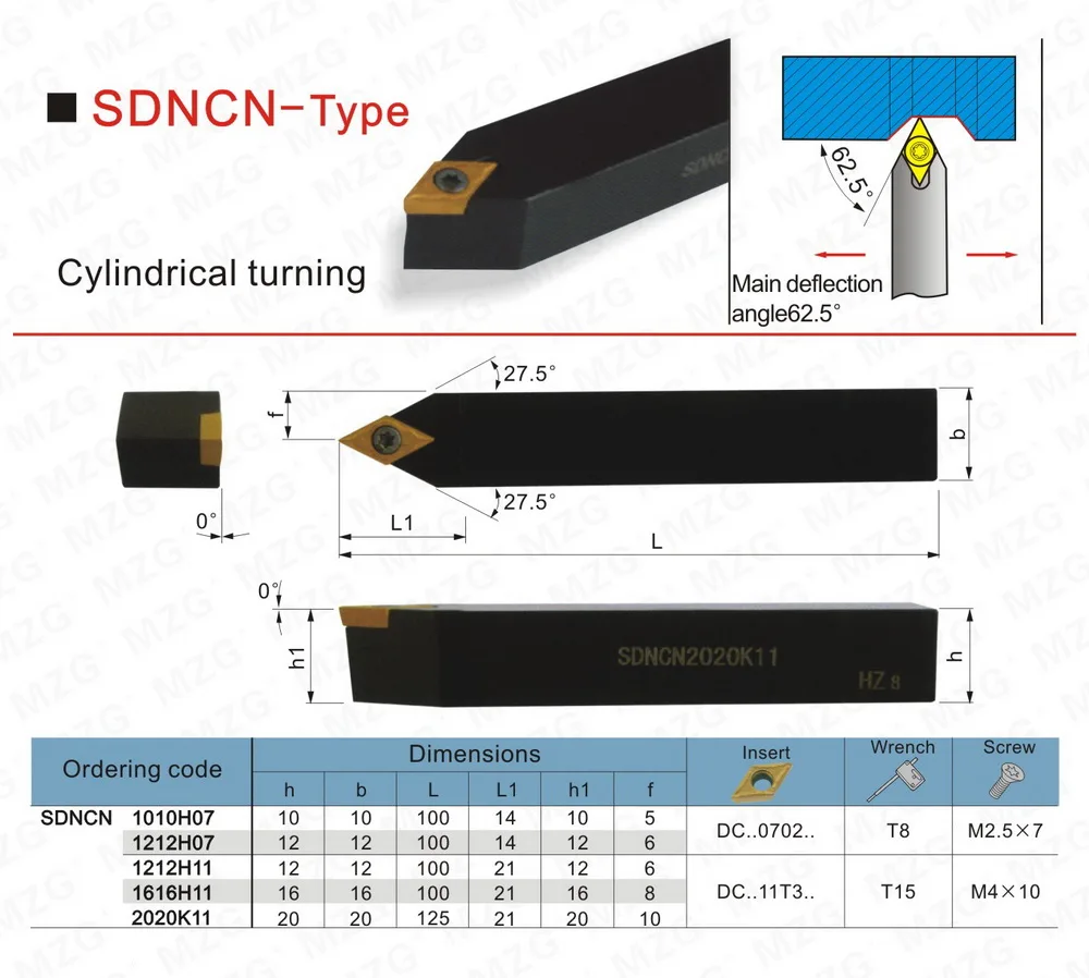 MZG 10 мм 16 мм 20 мм SDNCN1010H07 токарная Арбор токарный станок с ЧПУ режущий стержень твердосплавные вставки внешний расточный инструмент зажатый стальной держатель