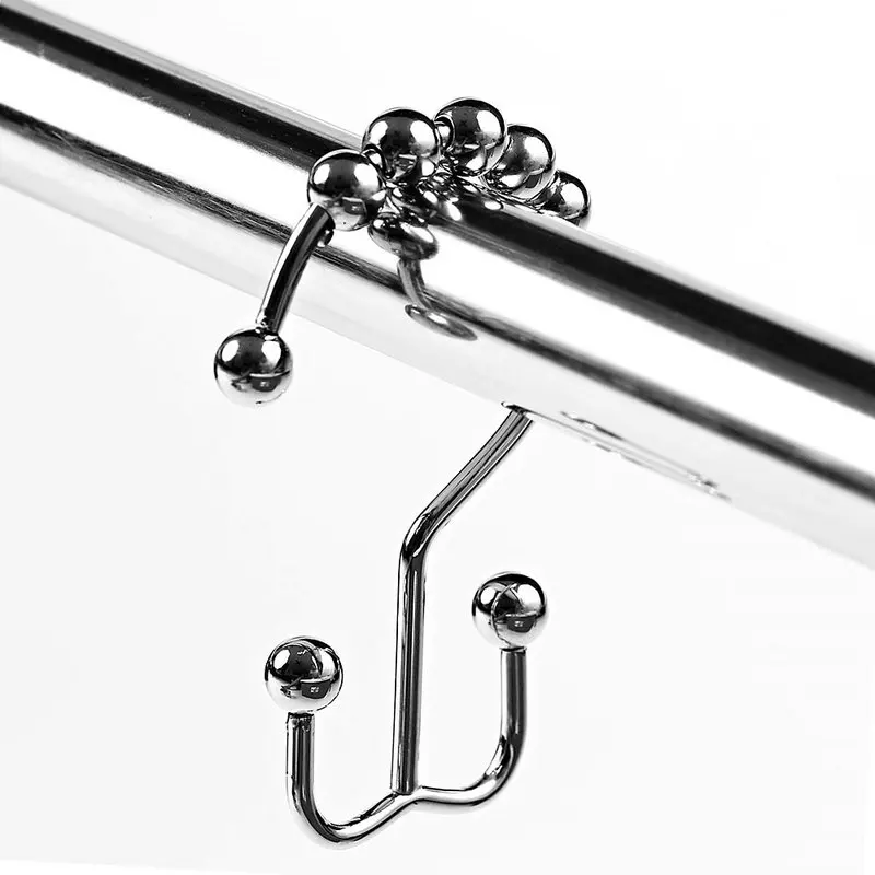 Chrome Color 5 Round Balls Roller Stainless Steel Shower Curtain Ring