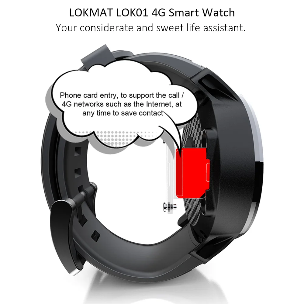 Умные часы LOKMAT LOK01, 4G, 1,39 дюймов, AMOLED дисплей, 3 Гб+ 32 ГБ, Android 7,1, 2,4 ГБ, 5 Гб, WiFi, gps, фитнес, 620 мА/ч, с многоязычным