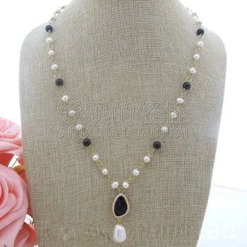 

N022010 20" White Pearl Onyx Necklace