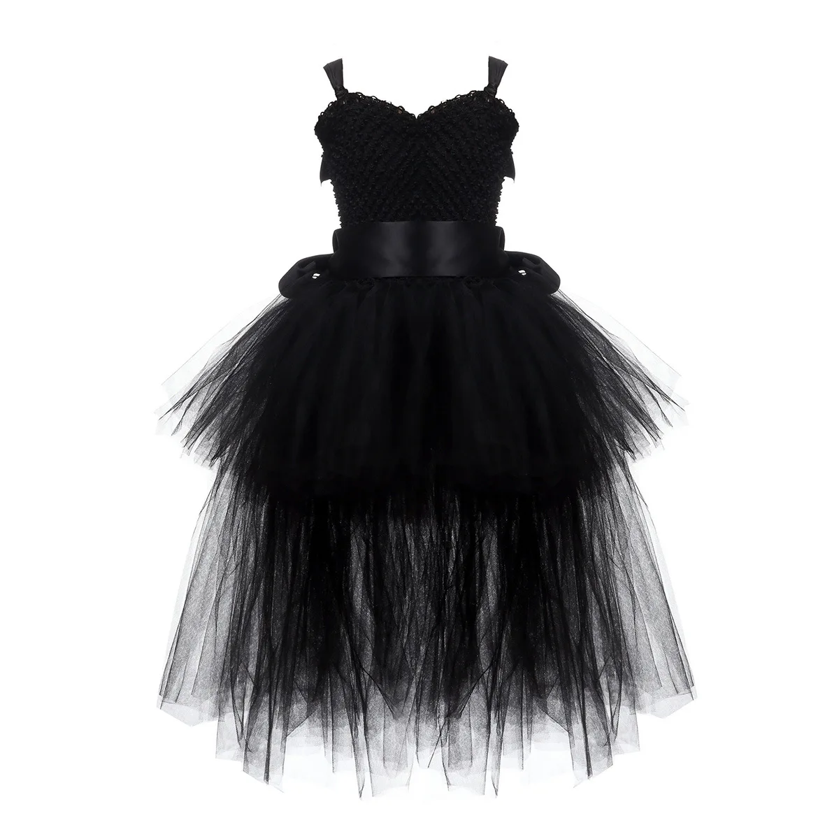 Шикарные фантазийные Детские платья для девочек, черное платье-пачка с единорогом для девочек Тюлевое вечернее платье с v-образным вырезом и шлейфом для девочек на день рождения