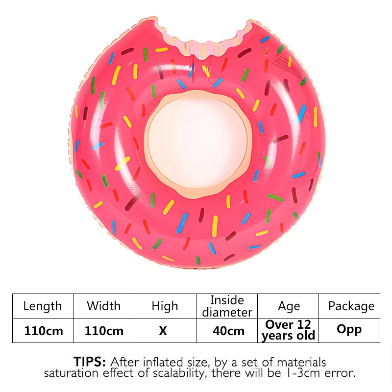 24 стильные вечерние игрушки для плавания в бассейне ming, надувные кольца для плавания в форме единорога, фламинго - Цвет: 110cm Pink Dounts