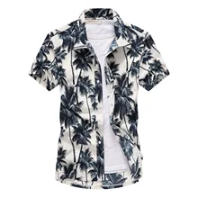 Пляжные рубашки Летняя мода camisa masculina с принтом "кокосовое дерево" короткий рукав на пуговицах Гавайские мужские рубашки плюс размер